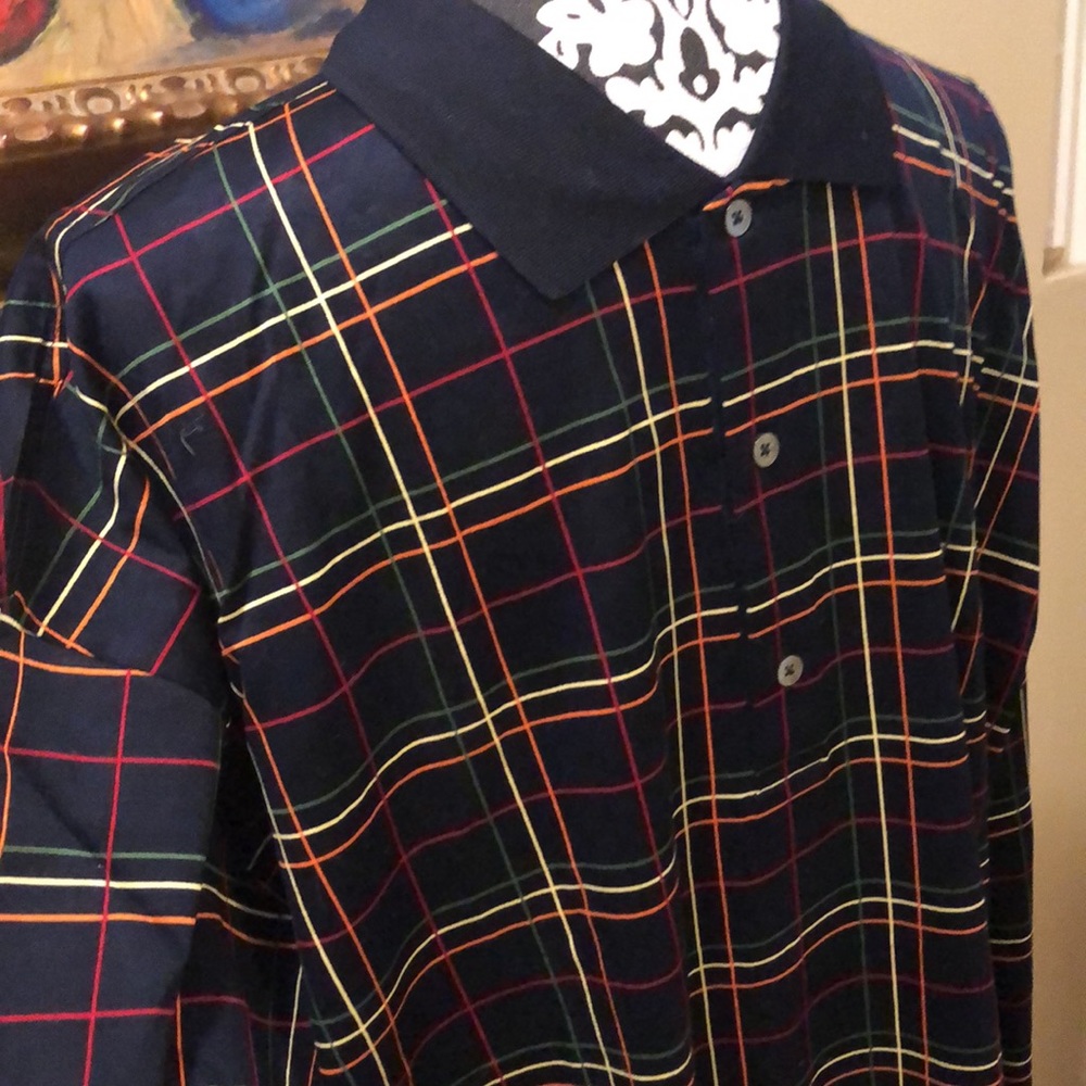 ⛳️Men, Bobby Jones cotton stretch long-sleeved plaid cuff part button shirt